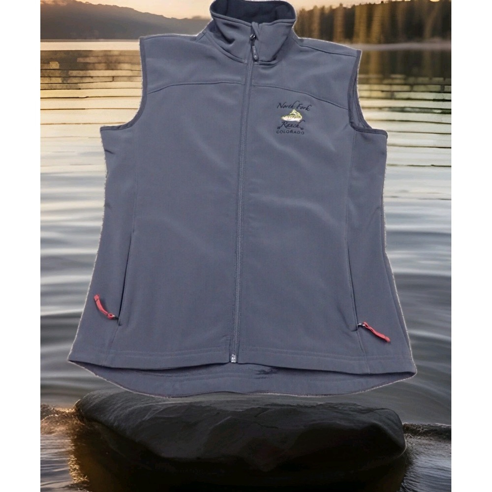 Fossa Softshell Vest Womens Large Gray Excellent North Fork Ranch Colorado Trout